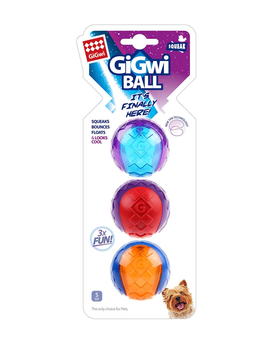 Pelota squeaker tamaño S perros